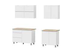 Кухонный гарнитур Токио (1,6м) Белый текстурный/Дуб Сонома