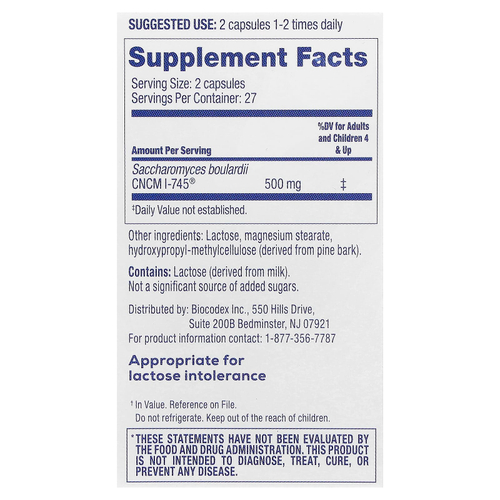 Florastor, Dual Action Probiotic Supplement, 54 Vegetarian Capsules (250 mg per Capsule)