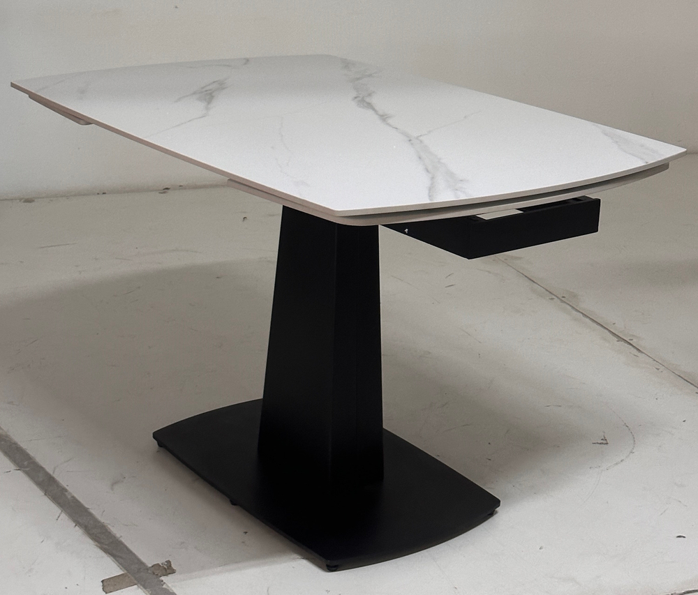 Стол BALDE 120 MATT WHITE MARBLE SOLID CERAMIC / BLACK, ®DISAUR
