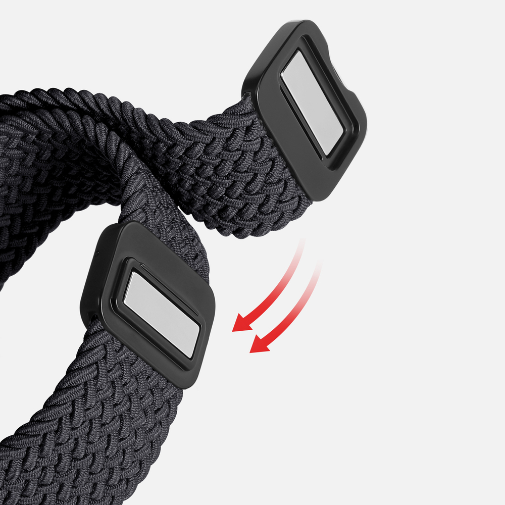 Эластичный ремешок черного цвета (Midnight) от Dux Ducis для смарт часов Apple Watch размером 42, 44, 45, 46, 49MM, серия Strap (Mixture Pro Series)