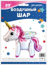 Шар 3D (23"/58 см) Фигура, Единорог с крыльями, Розовый, 1 шт. в упак.