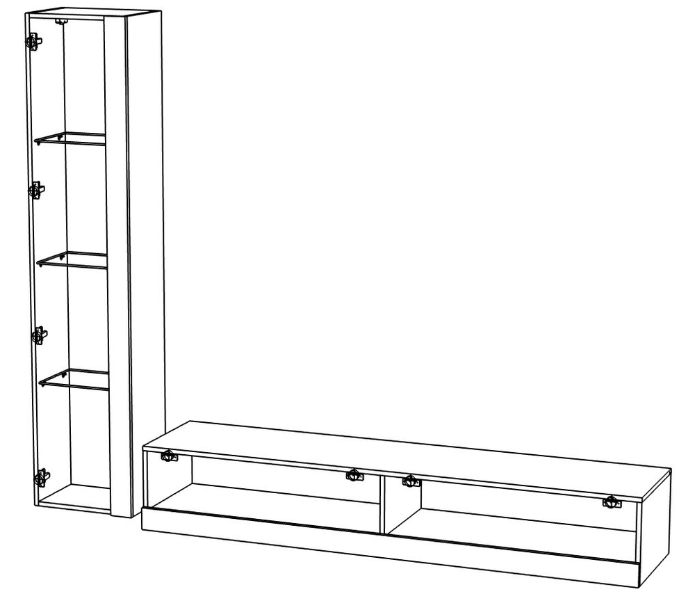 Гостиная Виго нью 8 Белый Фасадный 0101 220*42*180 см, Белый   Фиеста