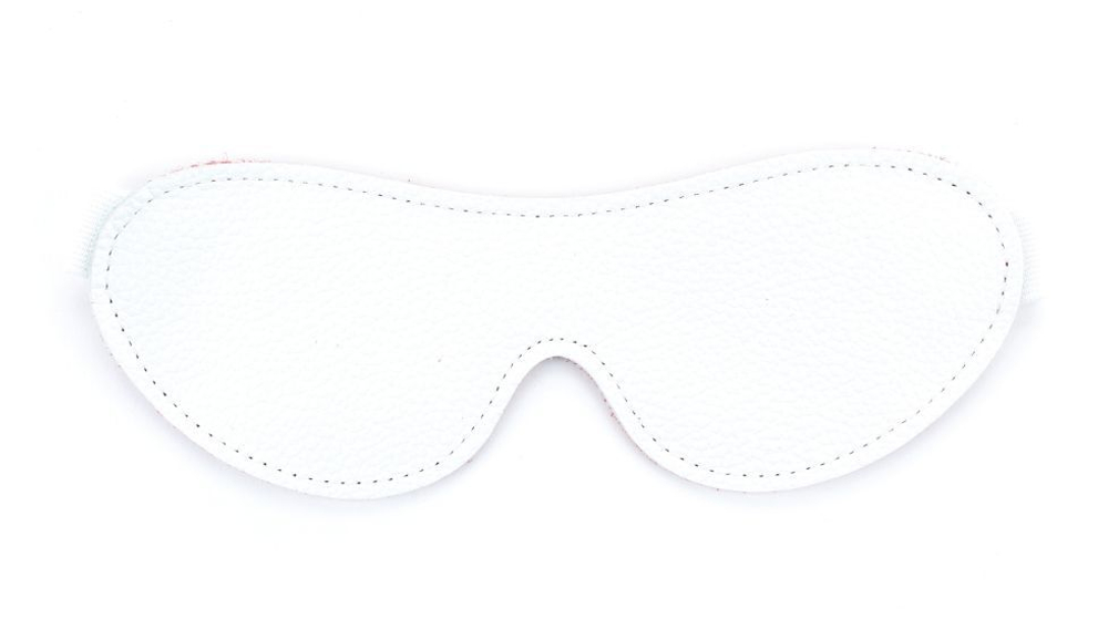 Бело-красная двусторонняя кожаная маска на глаза на резинке