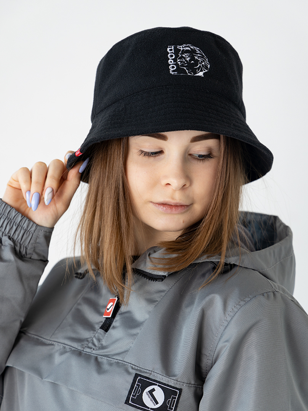 Панама флисовая с портретом Город Горький черная