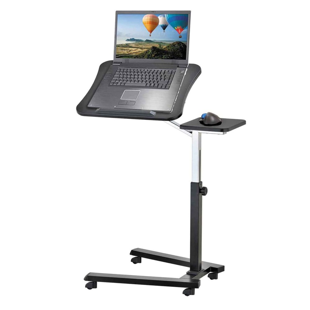 Компьютерный стол, pегулировка по высоте, Прикроватный столик, Столик для ноутбука, на колесах, чёрный, Tatkraft Joy, 1