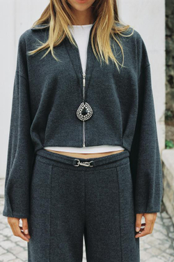 ZARA МЯГКИЕ БРЮКИ ИЗ САРЖИ, СЕРЫЙ МЕЛАНЖ