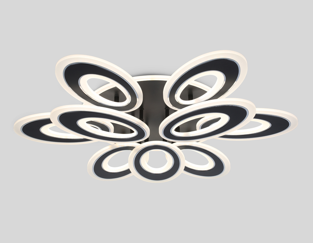 Светильник светодиодный потолочный с пультом FA8938/6+3 BK/CH черный/хром 255W 3000K-6400K 740*660*120 (ПДУ РАДИО 2.4G)