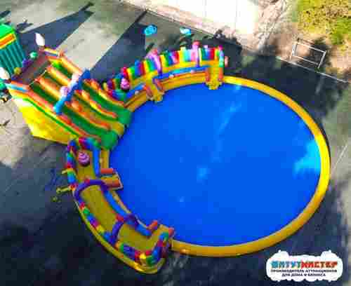 Надувной аквапарк с бассейном и горками «Сладкая страна», 25×25×10 м