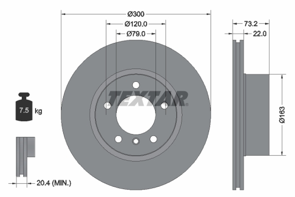 TEXTAR - 92238505-TET - Brake Disc