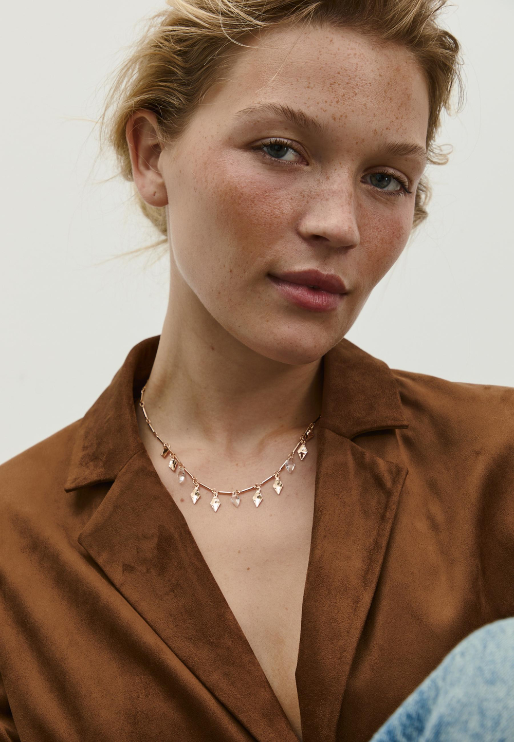 STRADIVARIUS Комплект из 3 ромбовидных ожерелий, золотой