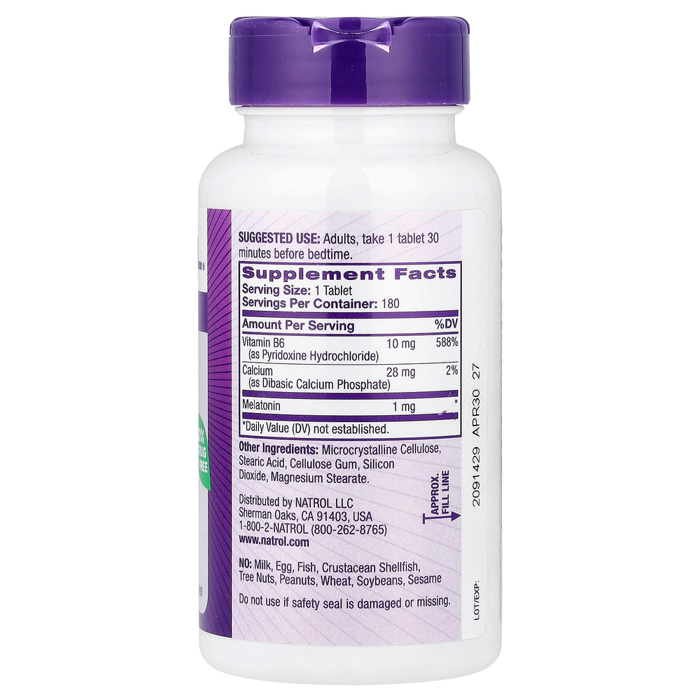 Natrol, Мелатонин, 1 мг, 180 таблеток