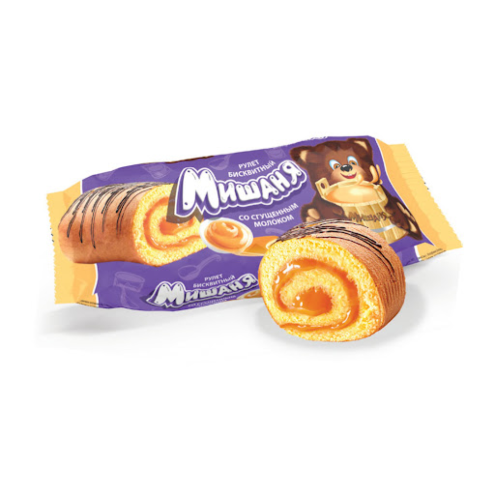 Рулет бисквитный Мишаня Сгущенное молоко 160 гр
