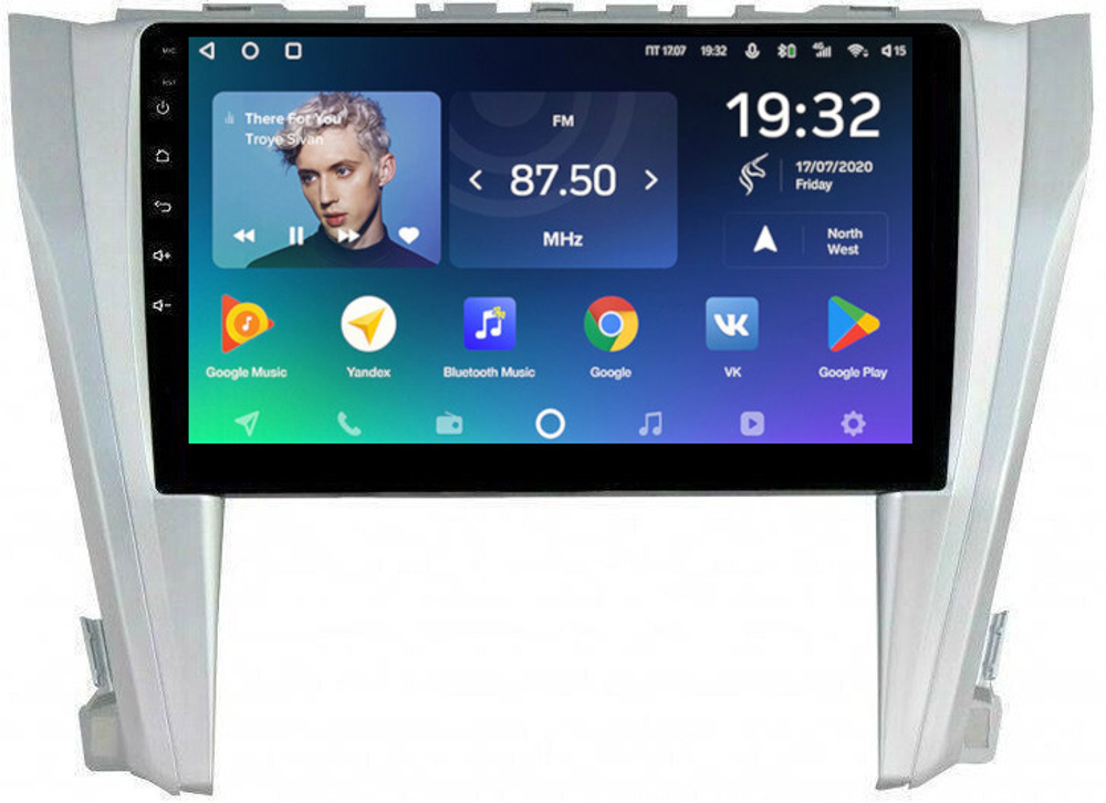 Магнитола для Toyota Camry 55 2014-2018 (рамка серебро) - Teyes SPRO+ Android 10, ТОП процессор, 4-64, SIM-слот