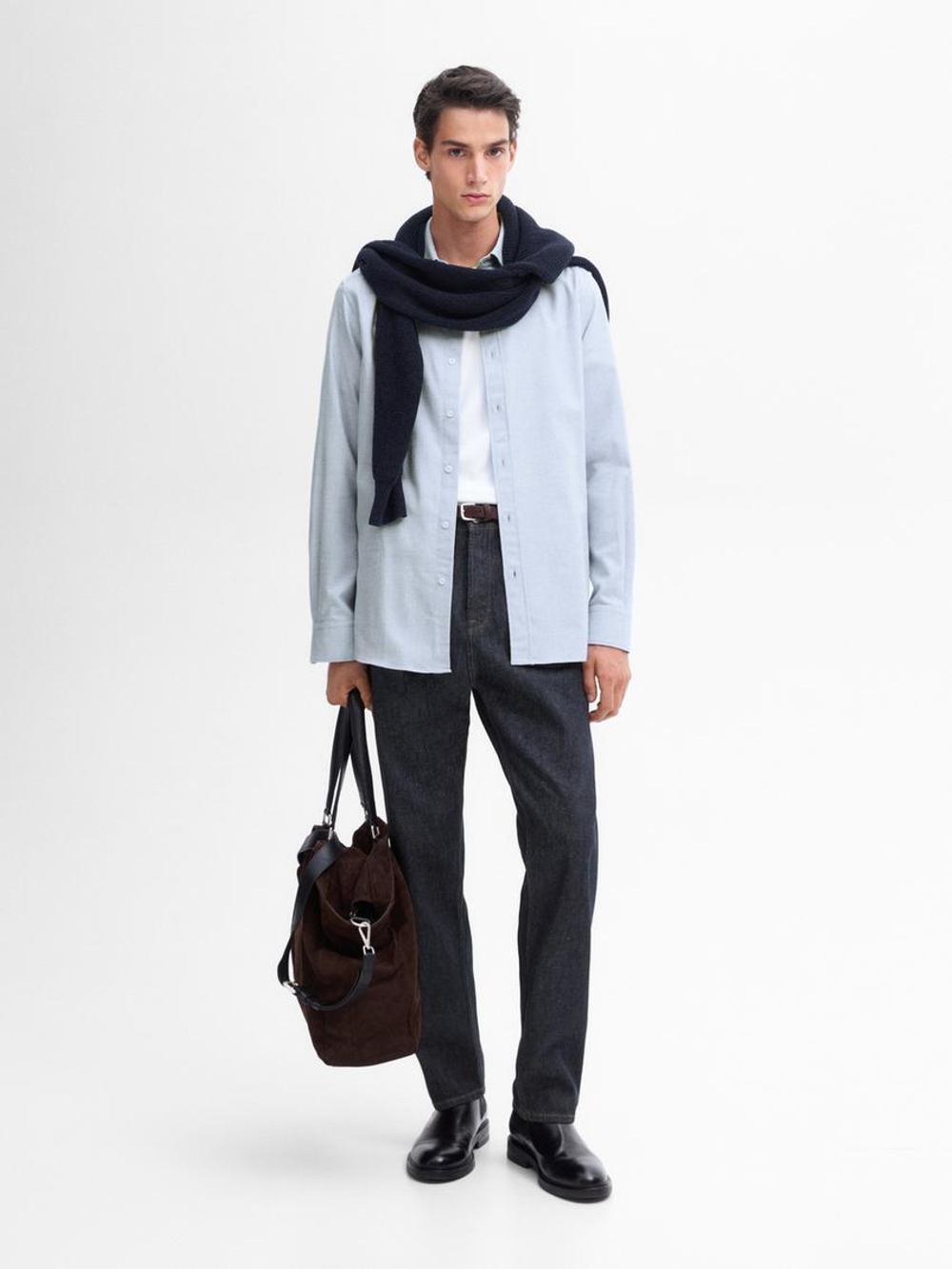 Massimo Dutti Хлопковая рубашка, голубой