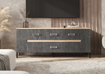 Тумба под телевизор напольная Металл сонома/Бетон графит 160х42х65