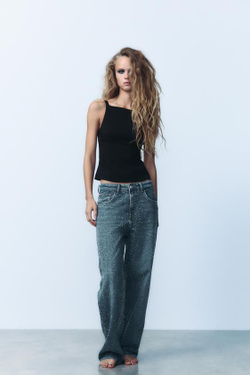 ZARA ТОП ИЗ ЭЛАСТИЧНОЙ ТАКНИ С БАНТАМИ, ЧЕРНЫЙ