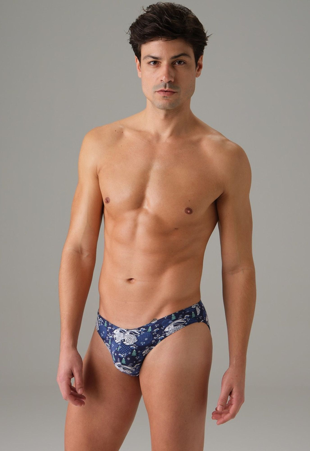 Мужские трусы-слипы с принтом в виде кроликов Doreanse Rabbit Island (Размер: XXL) (Цвет: темно-синий)