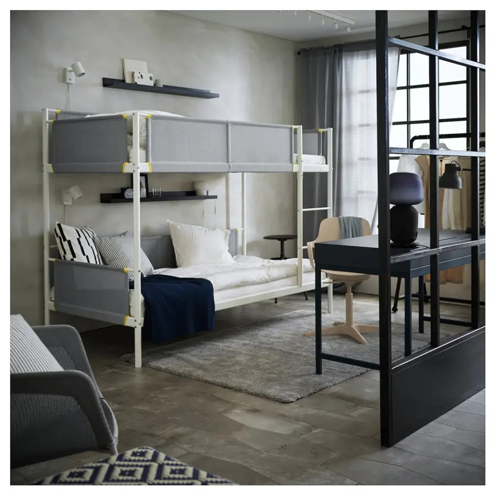 Кровать двухъярусная - IKEA VITVAL/ВИТВАЛ ИКЕА, 90x200 см, серый/белый