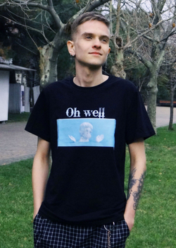 Футболка черная с принтом Oh Well, размер 44