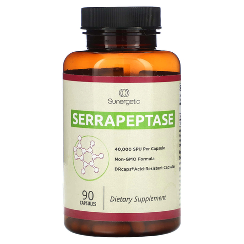 Sunergetic, Серрапептаза, 18 мг, 90 капсул
