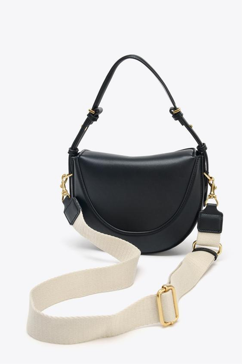 ZARA СУМКА-МЕССЕНДЖЕР С КЛАПАНОМ, ЧЕРНЫЙ