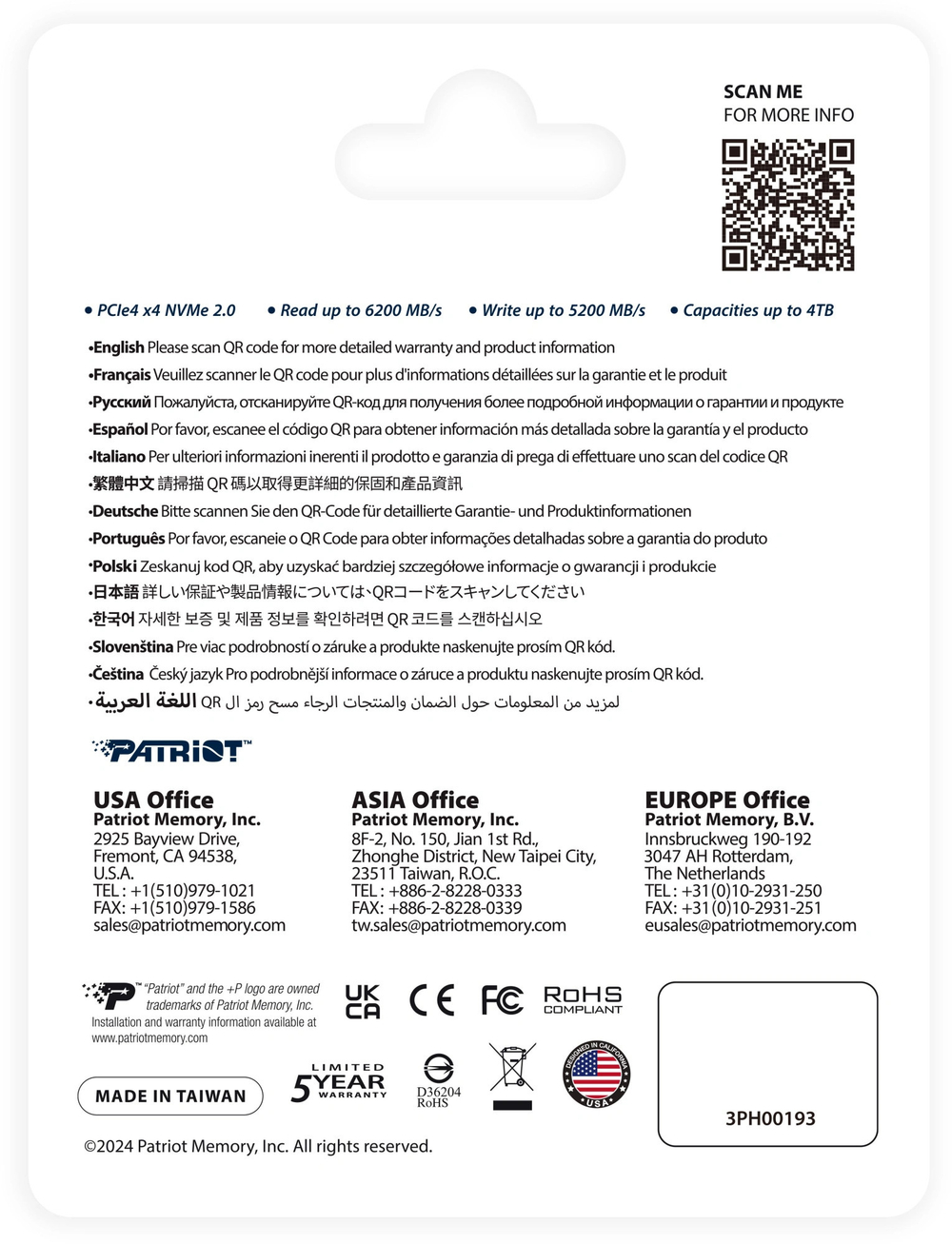 Накопитель SSD M.2 2280 Patriot Memory P400VP500GM28H 500 ГБ