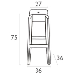 Табурет прозрачный барный Siesta Contract Fox 75, серый