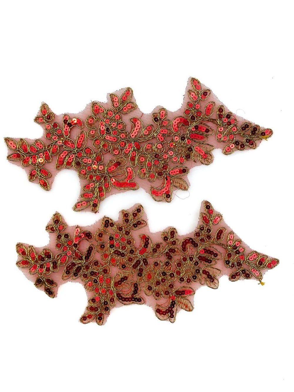 Патч с пайетками красно-золотой 22х10,5 см