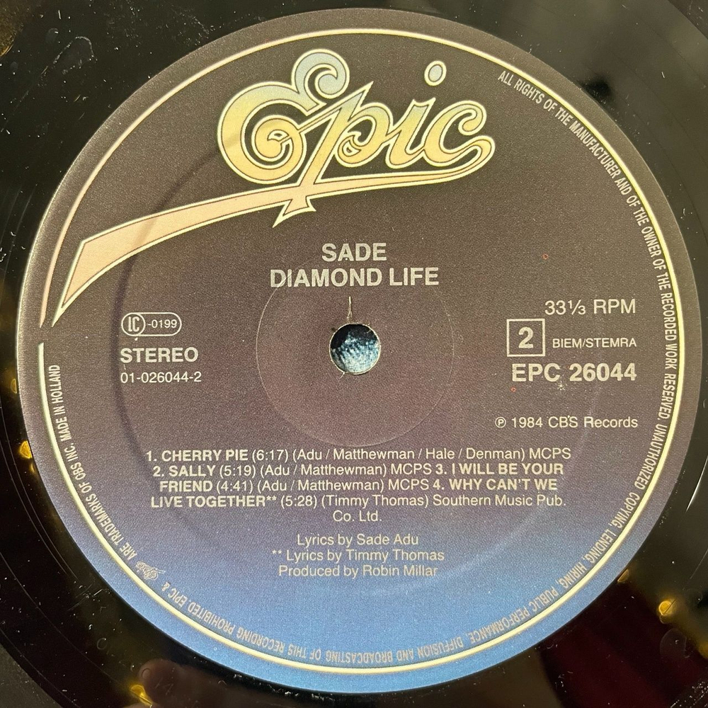 Винтажная виниловая пластинка LP Sade Diamond Life (Holland 1984)