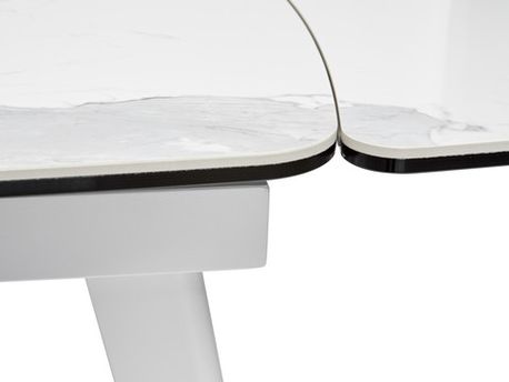 Стол прямоугольный ELIOT 120 HIGH GLOSS STATUARIO Белый, керамика "под мрамор" глянцевая/ белый каркас