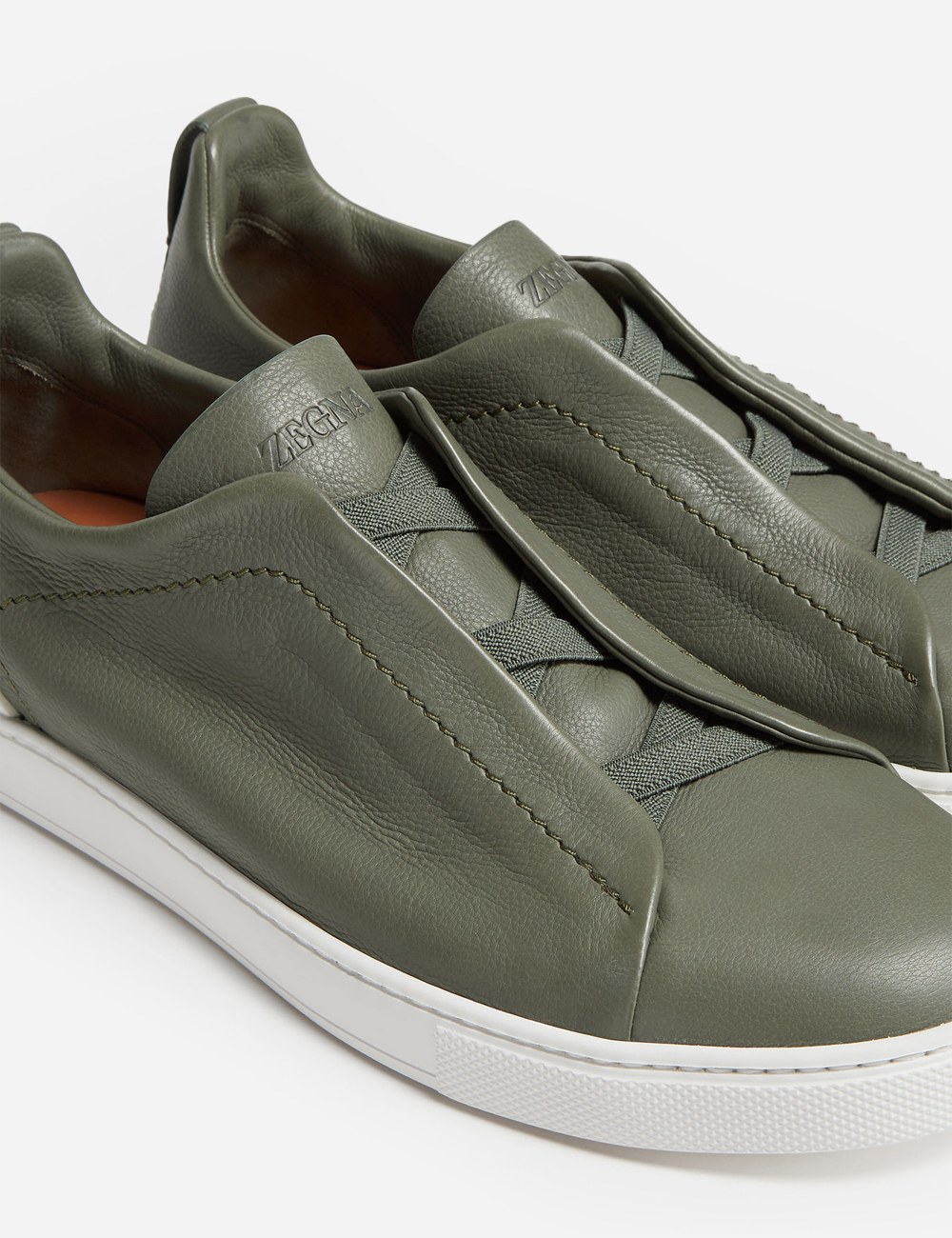 Zegna Stitch Secondskin Sneakers Light Army Green