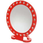 Зеркало настольное в пластиковой оправе «Белые выемки» круг, подвесное d-15см (Стикер на минивложение10шт)