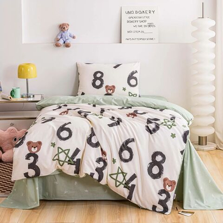 Комплект постельного белья на резинке Сатин Люкс KIDS 100% хлопок CDKR071, 1.5 спальный, простыня 160x200, наволочка 50x70