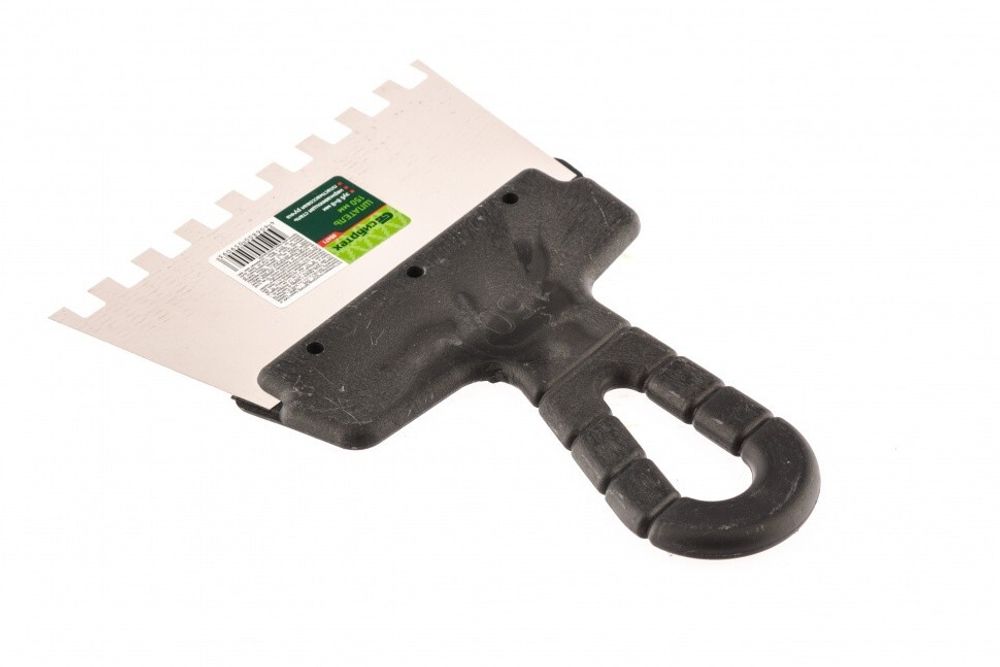 Шпатель 150мм, зуб 8х8мм, из нержавеющей стали, пластмассовая ручка, Сибртех, 85471