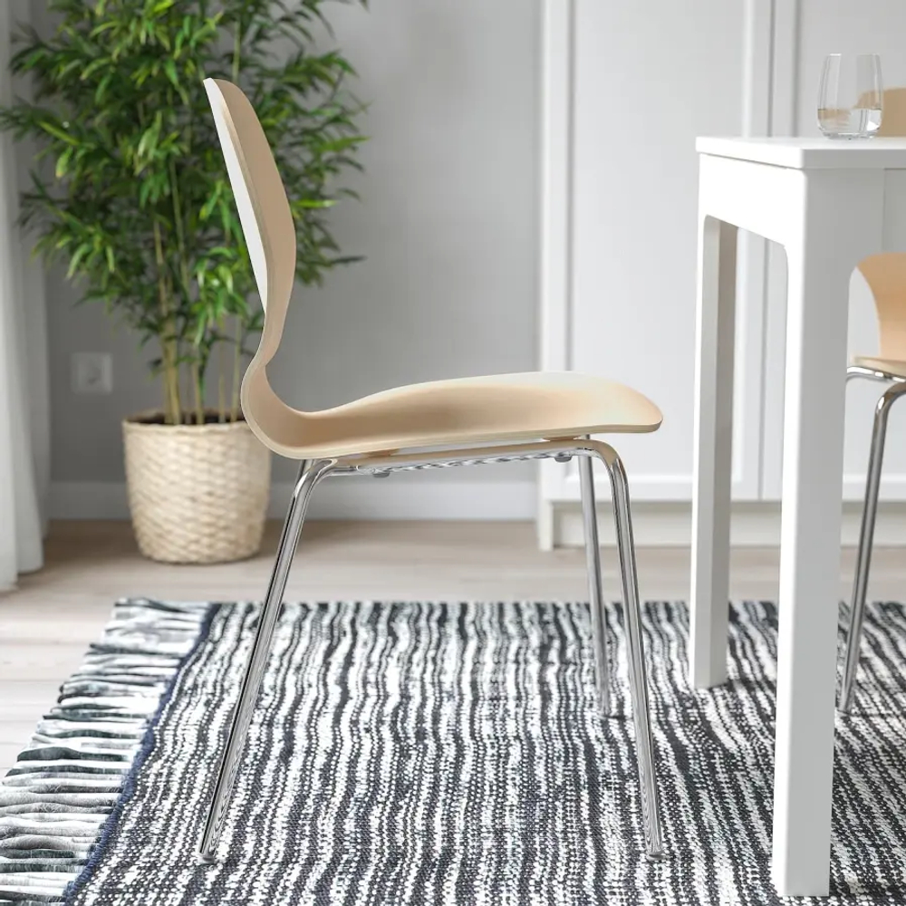 Стул - IKEA SIGTRYGG/SEFAST, 82х52х50 см, бежевый/металлик, ИКЕА