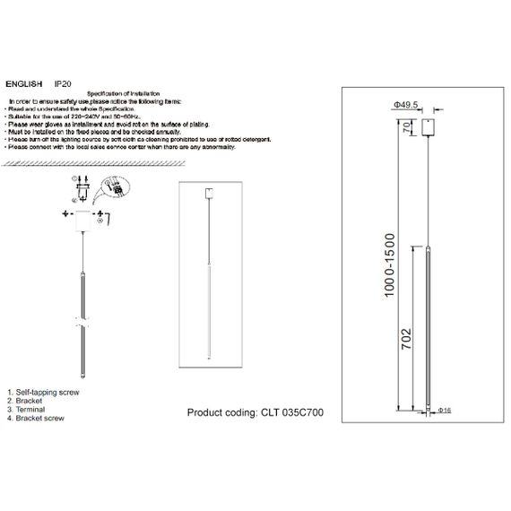 Подвесной светодиодный светильник Crystal Lux CLT 035C700 WH