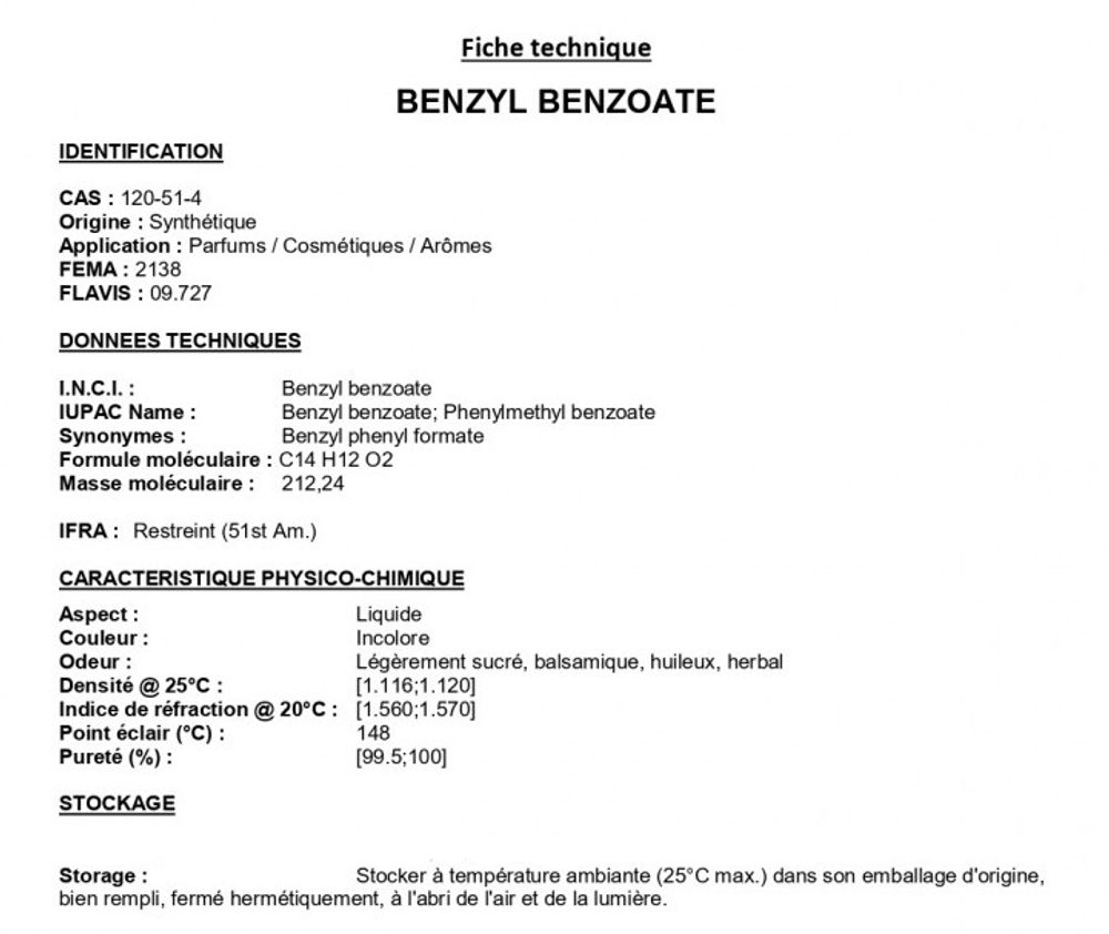 BENZYL BENZOATE / БЕНЗИЛ БЕНЗОАТ CAS 120-51-4
