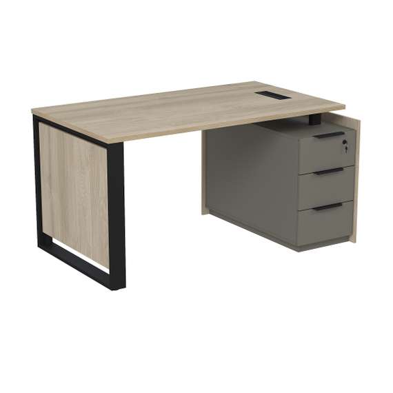 15СОЛУ-ШД.1408 Стол рабочий с люч, на опорной угл тумбе, с ящ, с замком (1460*884*750)