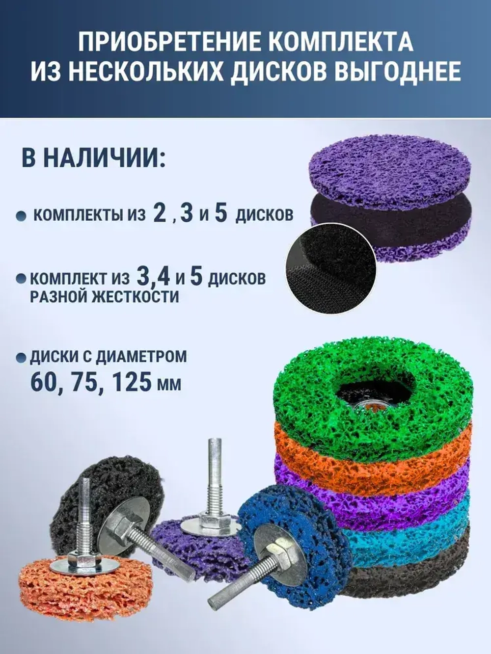 Коралловый диск 125 круг зачистной для УШМ (5 цветов) диски для болгарки 125, 5 шт. разноцветные