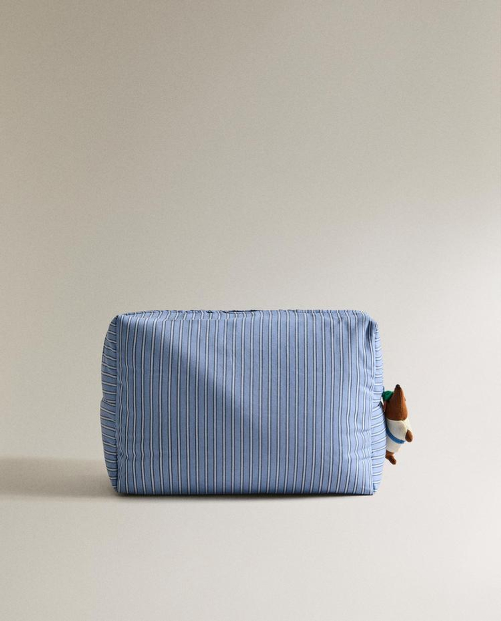 ZARA HOME ДЕТСКАЯ ХЛОПКОВАЯ КОСМЕТИЧКА В ПОЛОСКУ "СОБАЧКА", СИНИЙ