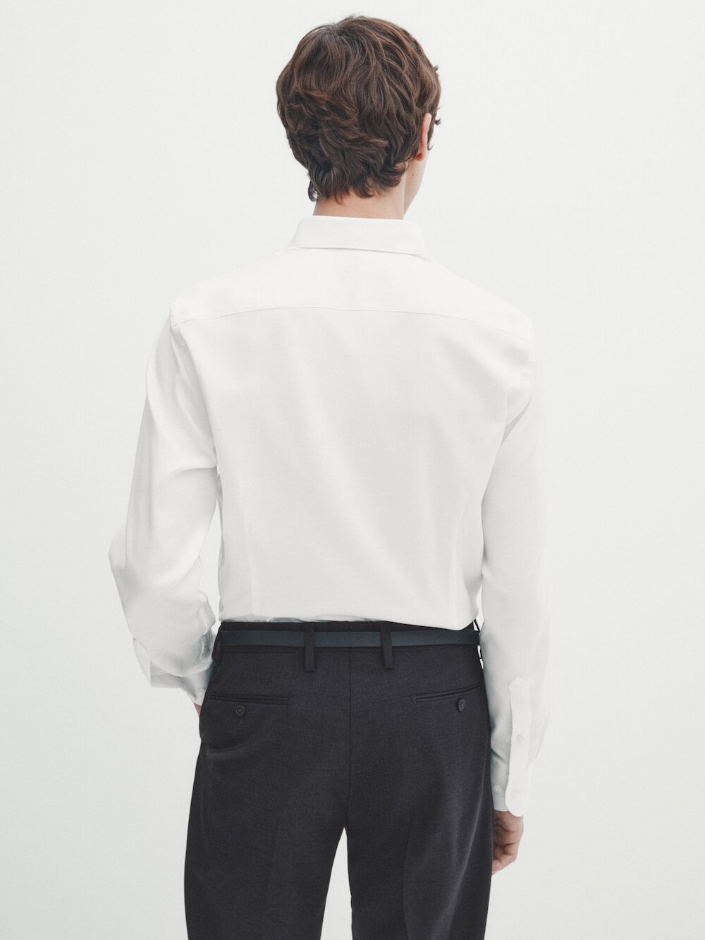 Massimo Dutti Немнущаяся рубашка облегающего кроя из рельефной ткани, белый