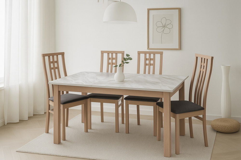 Стол TME-6931 MBH SWEDEN белый мрамор / MILKY WHITE  M-City