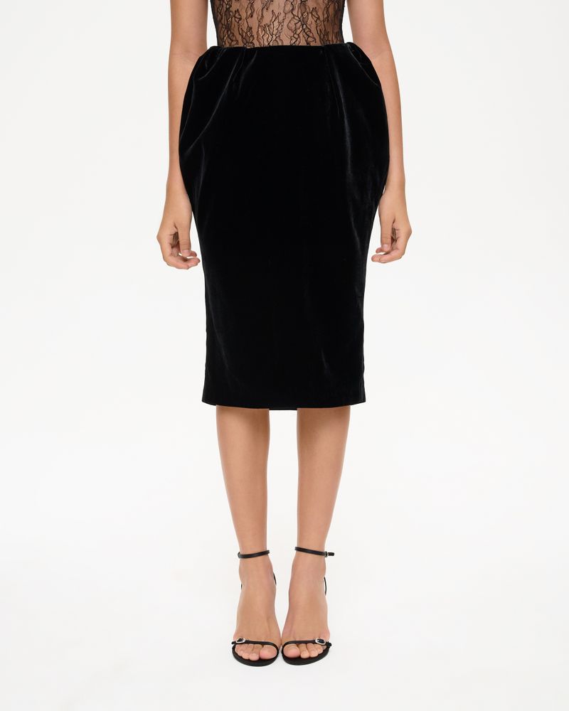 Юбка миди из бархата