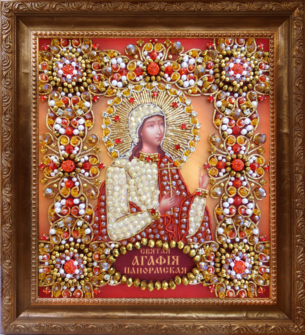 Принт-Ии71 Ткань с нанесенной авторской схемой Святая Агафья