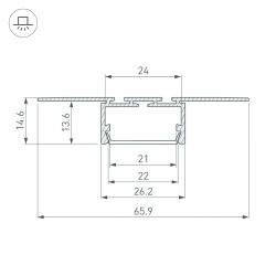 Профиль PLS-LOCK-H15-T-HIDE-2000 (Arlight, Алюминий) 033688