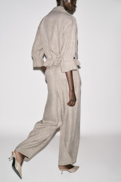 ZARA ШИРОКИЕ БРЮКИ, ПЕСОЧНЫЙ МЕЛАНЖ