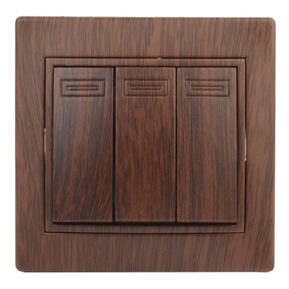 1-106-10 Intro Выключатель тройной, 10А-250В, IP20, СУ, Plano, венге | Intro Plano Венге