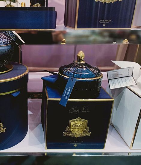 Вода жизни, тёмно-синяя свеча Арт-деко с кисточкой, Cote Noire