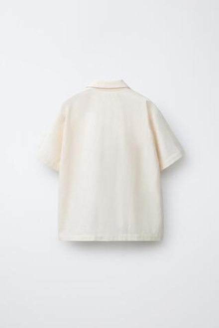 ZARA РУБАШКА ПЭЧВОРК С ВЫШИВКОЙ ИЗ ЛЬНА И ХЛОПКА, ЭКРЮ