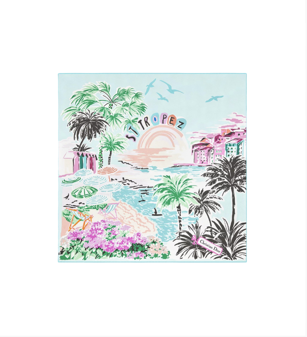 Квадратный шёлковый платок Dior Saint-Tropez Souvenir, мультиколор